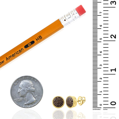 0.38 CTW Natural Black Diamonds 10K Yellow Gold Round-Cut Earrings 9mm