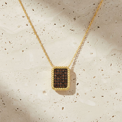 0.25CTW Natural Black Diamond Cable Link Rectangular Necklace 18"