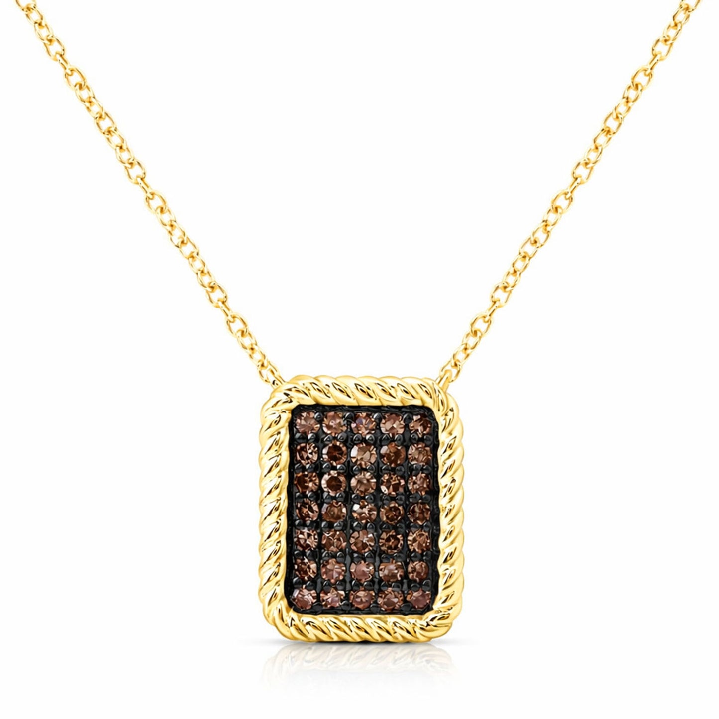 0.83CTW Natural Black Diamonds 10K Yellow Gold Rectangular Necklace, Earrings and Ring Set