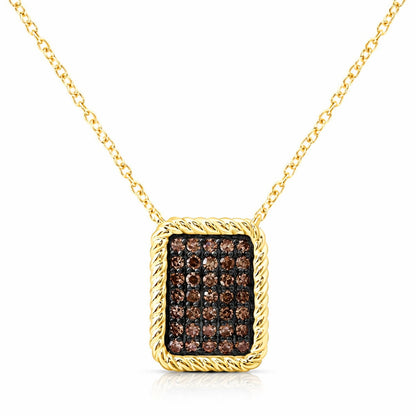 0.83CTW Natural Black Diamonds 10K Yellow Gold Rectangular Necklace, Earrings and Ring Set