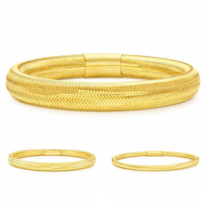 14K Yellow Gold Diamond-Cut Stretch 3mm, 5mm, 9mm Weaved Mesh Bracelet
