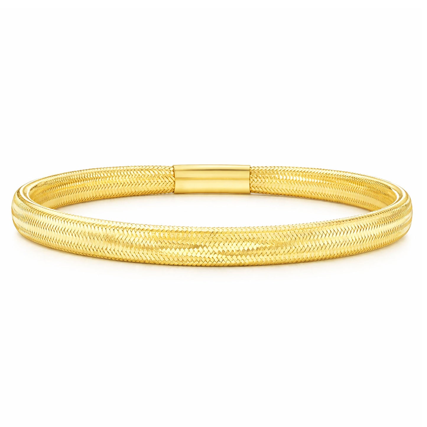 14K Yellow Gold Diamond-Cut Stretch 3mm, 5mm, 9mm Weaved Mesh Bracelet
