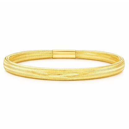 14K Yellow Gold Diamond-Cut Stretch 3mm, 5mm, 9mm Weaved Mesh Bracelet