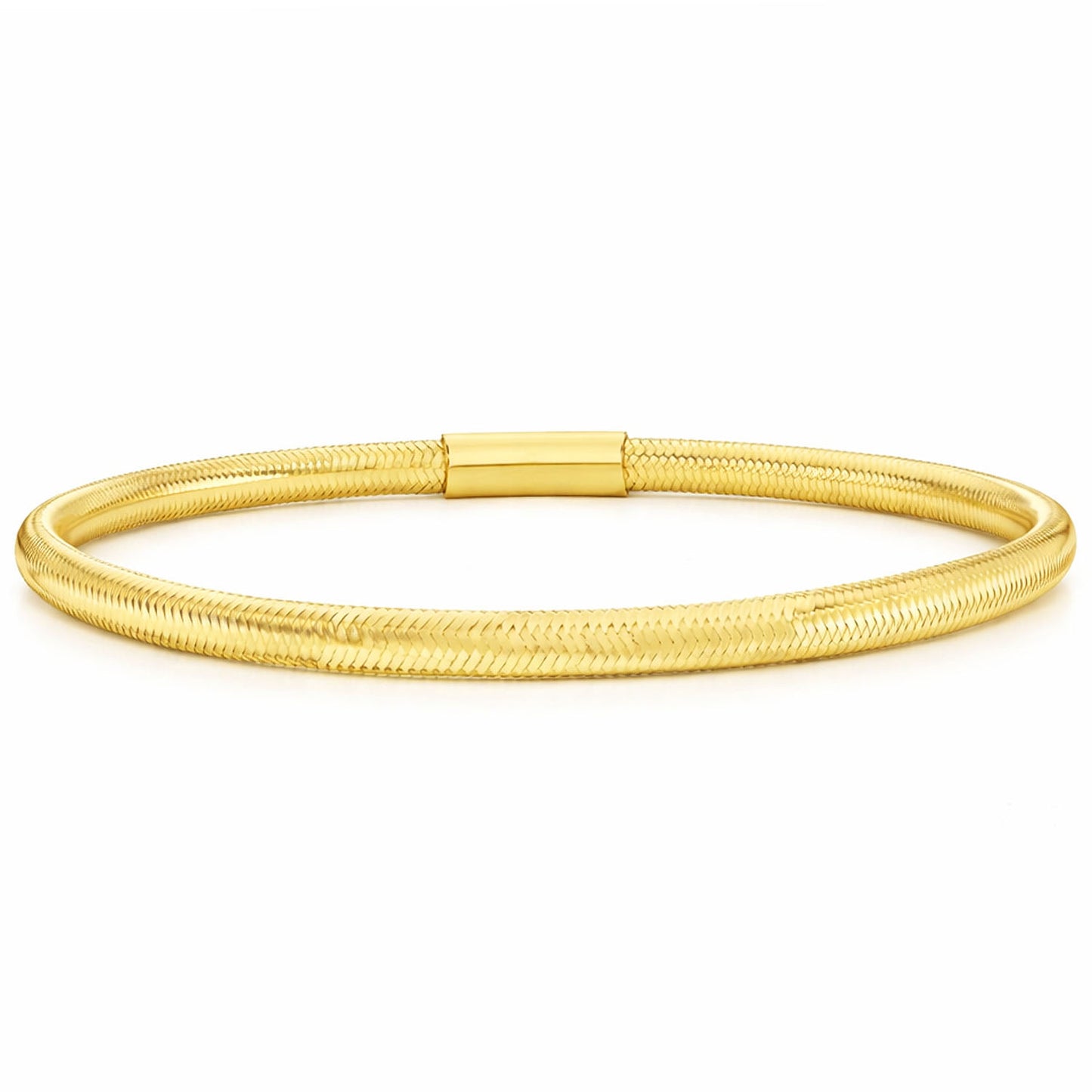 14K Yellow Gold Diamond-Cut Stretch 3mm, 5mm, 9mm Weaved Mesh Bracelet