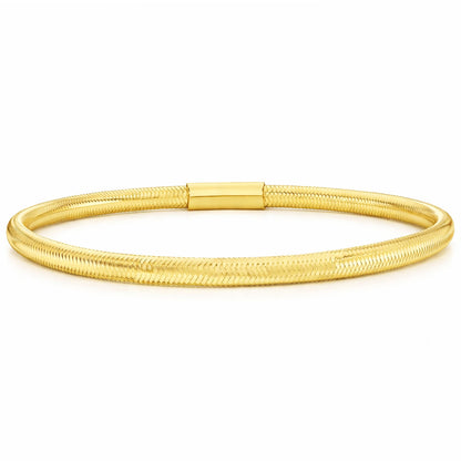 14K Yellow Gold Diamond-Cut Stretch 3mm, 5mm, 9mm Weaved Mesh Bracelet