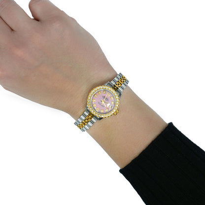 Rolex Datejust 69173 1.10TCW Diamond Bezel Jubilee Band Pink Pearl Dial 26mm Watch