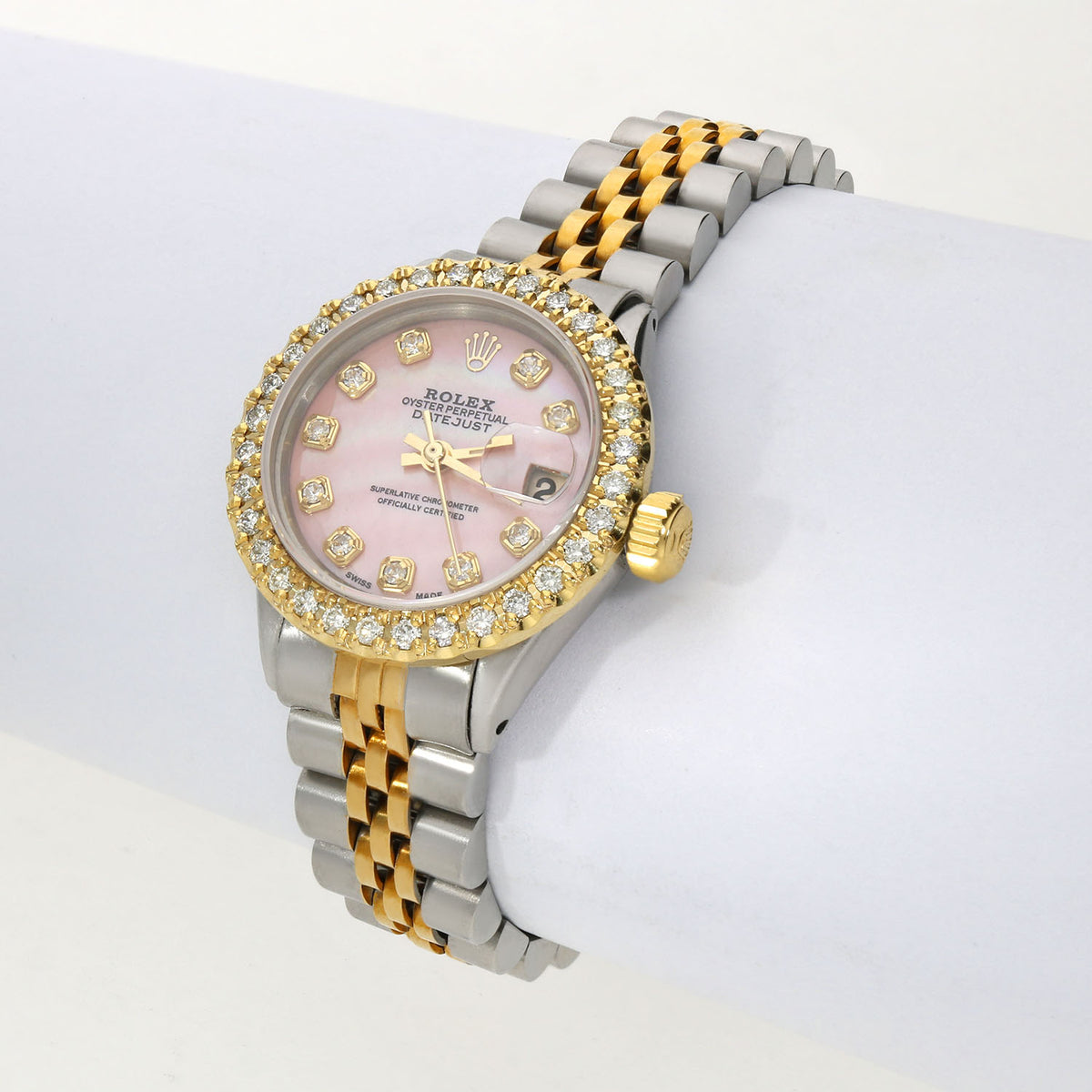 Rolex Datejust 69173 26mm Diamond Pink Pearl Dial Steel Women's Watch