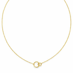 14K Yellow Gold Interlocking Circles 1.5mm Cable Link Adjustable Necklace 16" 18"