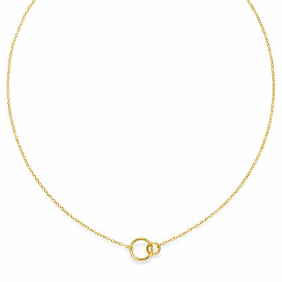 14K Yellow Gold Interlocking Circles 1.5mm Cable Link Adjustable Necklace 16" 18"