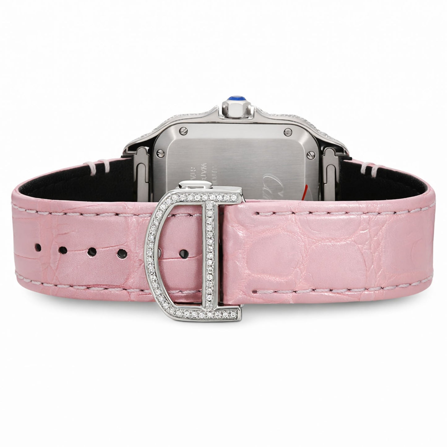NEW 4.50TCW Natural Diamond Cartier Santos Medium 35mm Roman Pink Dial Watch