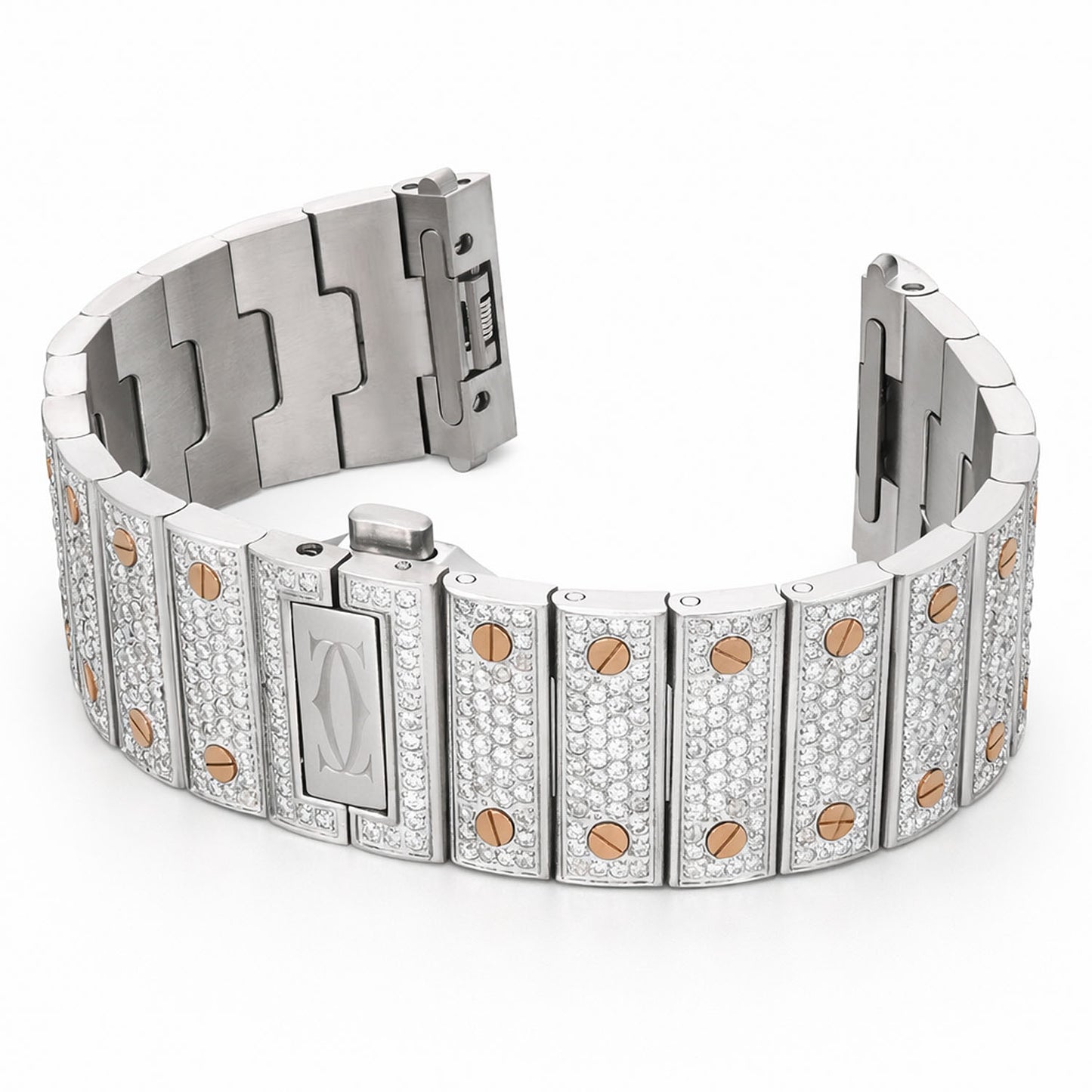 NEW Cartier Santos 7.50CTW Natural Diamond 40mm Watch Bracelet