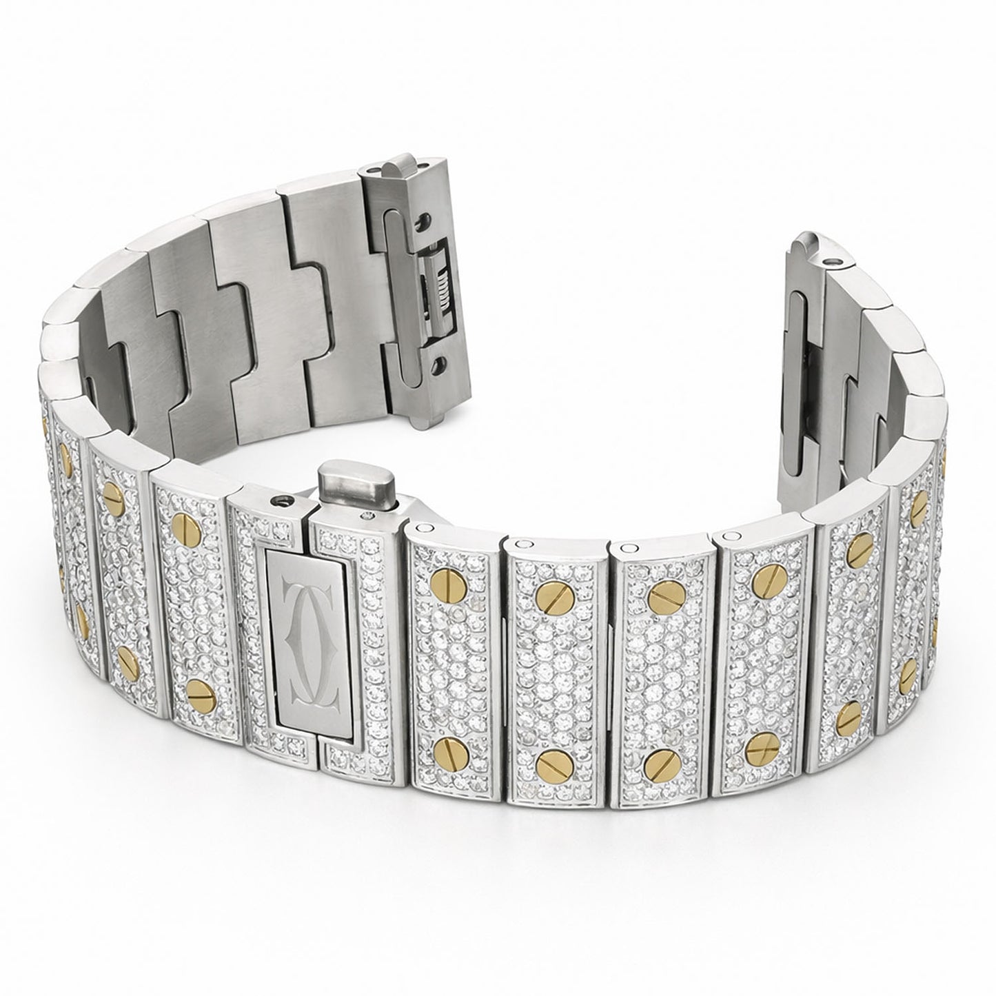 NEW Cartier Santos 7.50CTW Natural Diamond 40mm Watch Bracelet