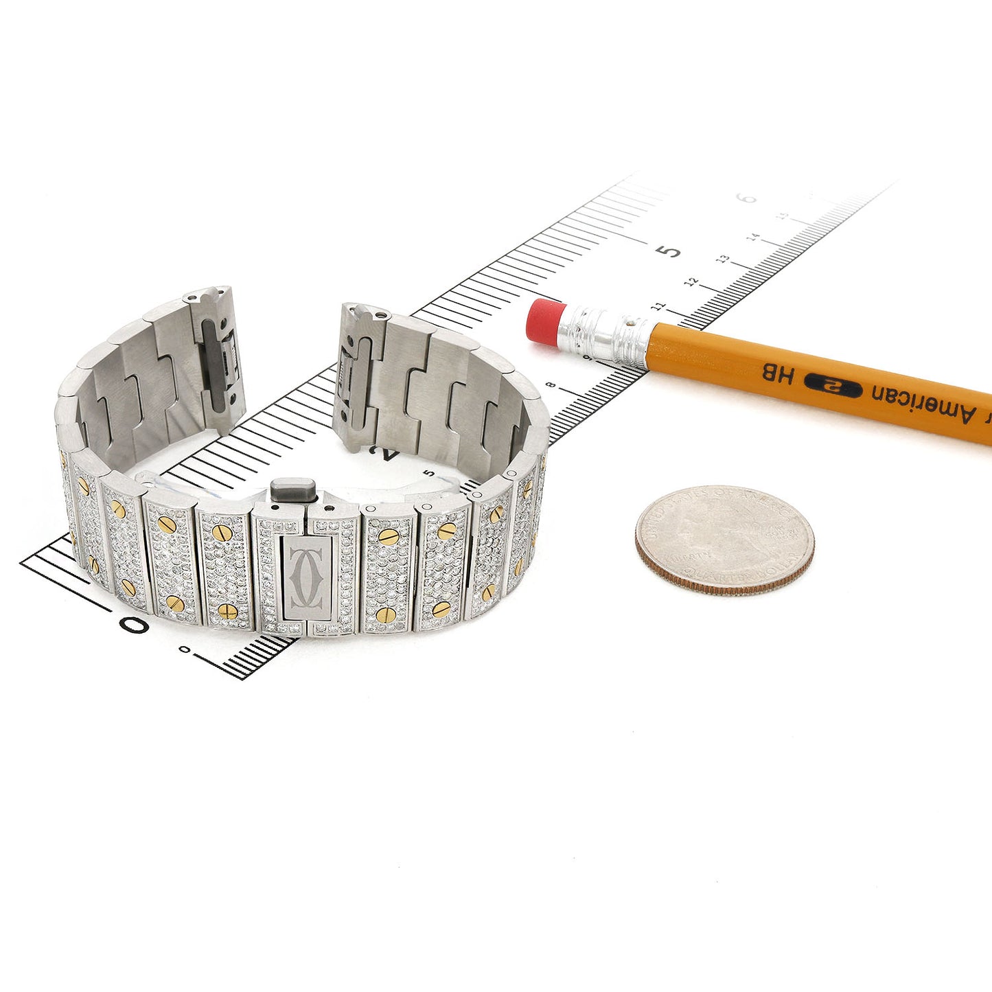 NEW Cartier Santos 7.50CTW Natural Diamond 40mm Watch Bracelet