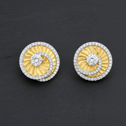0.50CTW Natural Diamonds 14K Shell Swirl Screw Back Stud Earrings