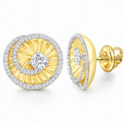 0.50CTW Natural Diamonds 14K Shell Swirl Screw Back Stud Earrings