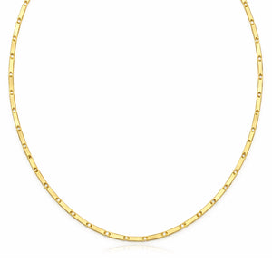 14K Yellow Gold Fancy Mirror Bar Link Necklace 18"