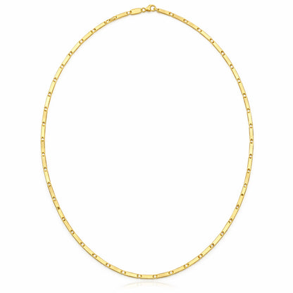 14K Yellow Gold Fancy Mirror Bar Link Necklace 18"