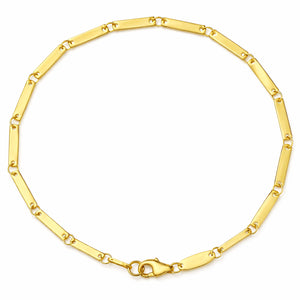 14K Yellow Gold High Polished 2mm Mirror Bar Link Bracelet 7"