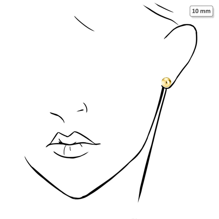 14K Yellow Gold Over Sterling Silver Ball Stud Earrings 3MM-10MM