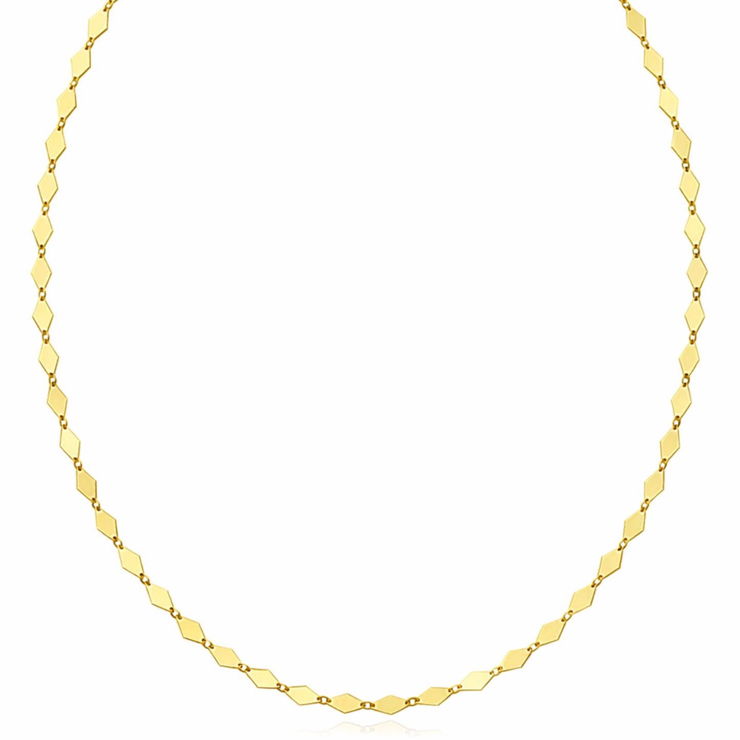 14K Yellow Gold Polished Mirror Kite Link Necklace 18" & Bracelet 7" Set