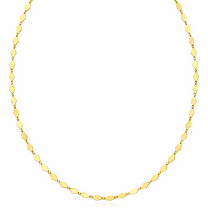 14K Yellow Gold High Polished Mirror Rombus Kite Link Necklace 18"