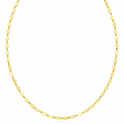 14K Yellow Gold Polished Mirror Kite Link Necklace 18" & Bracelet 7" Set
