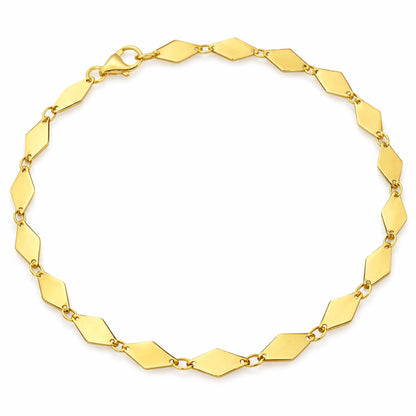 14K Yellow Gold Polished Mirror Kite Link Necklace 18" & Bracelet 7" Set