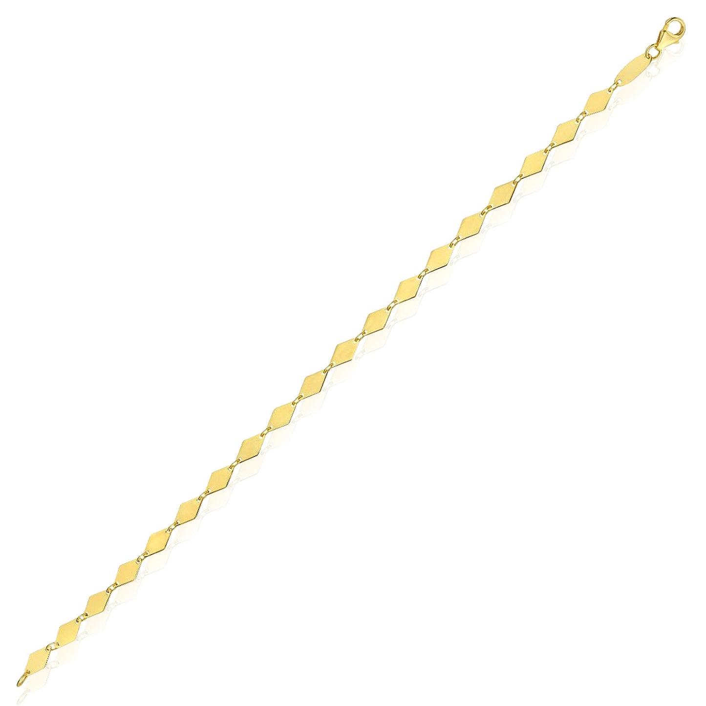 14K Yellow Gold Polished Mirror Kite Link Necklace 18" & Bracelet 7" Set