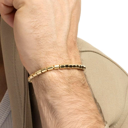 14K Yellow Gold 5mm Men's Barrel Bead Stretch Bracelet