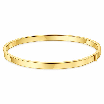 14K Yellow Gold Classic High Polished 4mm Bangle Bracelet 7.25"