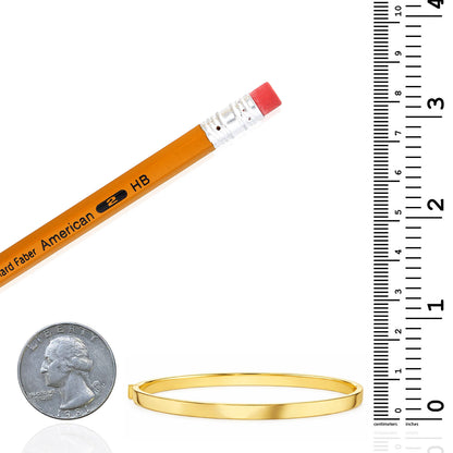 14K Yellow Gold Classic High Polished 4mm Bangle Bracelet 7.25"