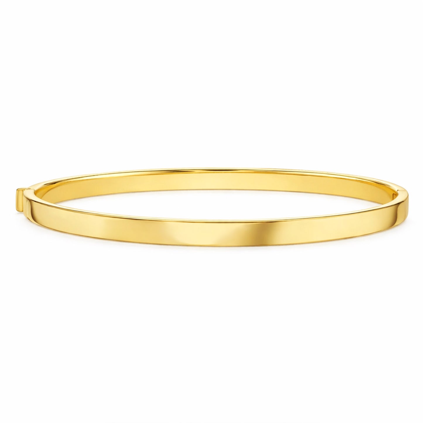 14K Yellow Gold Classic High Polished 4mm Bangle Bracelet 7.25"
