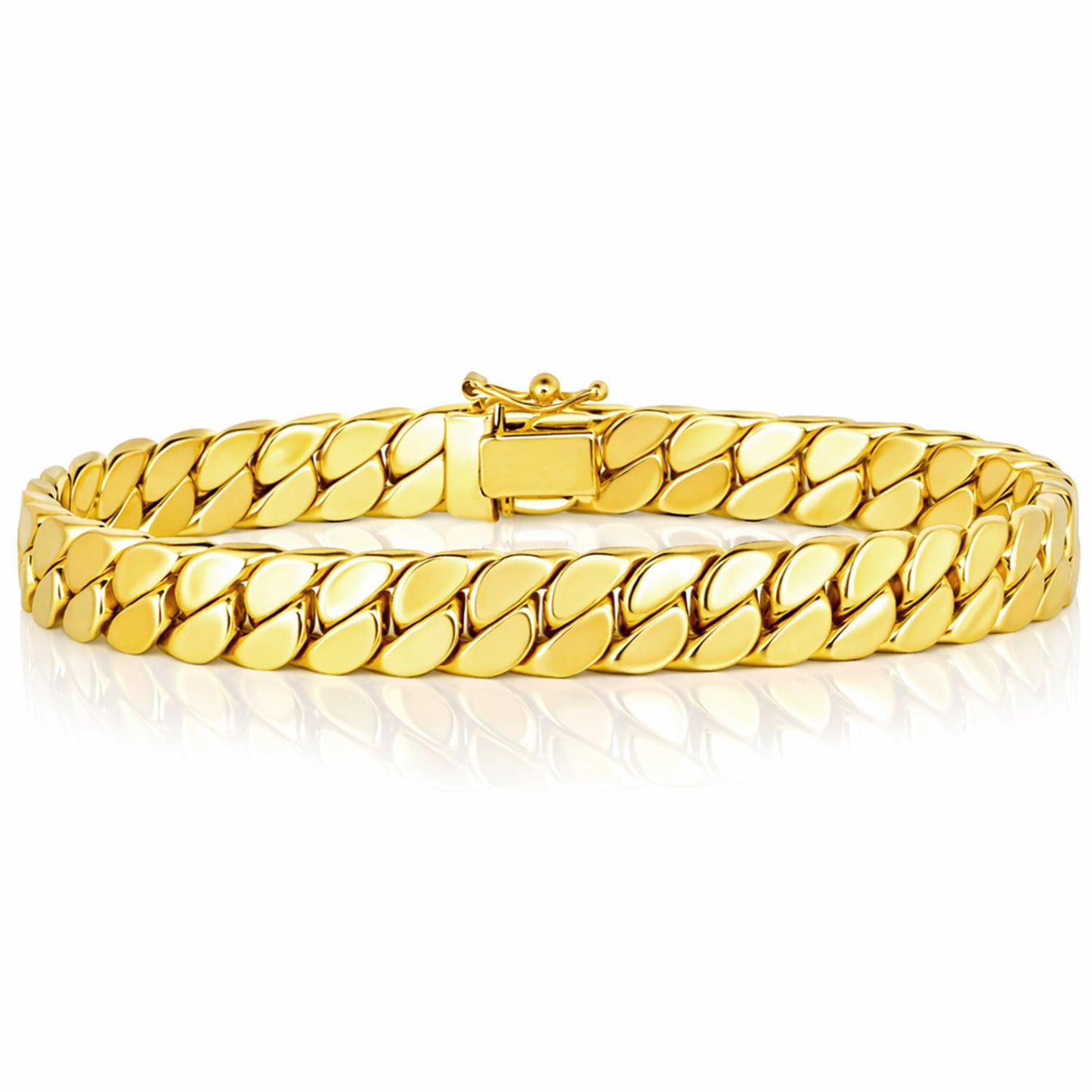 14K Yellow Gold 8mm Miami Skinny Modern Curb Bracelet 8"