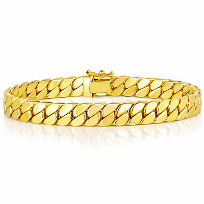 14K Yellow Gold 8mm Miami Skinny Modern Curb Bracelet 8"