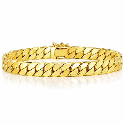 14K Yellow Gold 8mm Miami Skinny Modern Curb Bracelet 8"