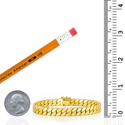 14K Yellow Gold 8mm Miami Skinny Modern Curb Bracelet 8"