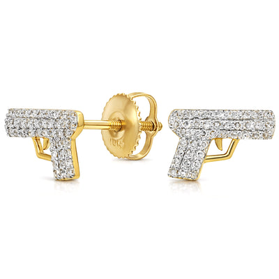 0.20CTW Natural Diamond 10K Yellow Gold Pistol Stud Earrings