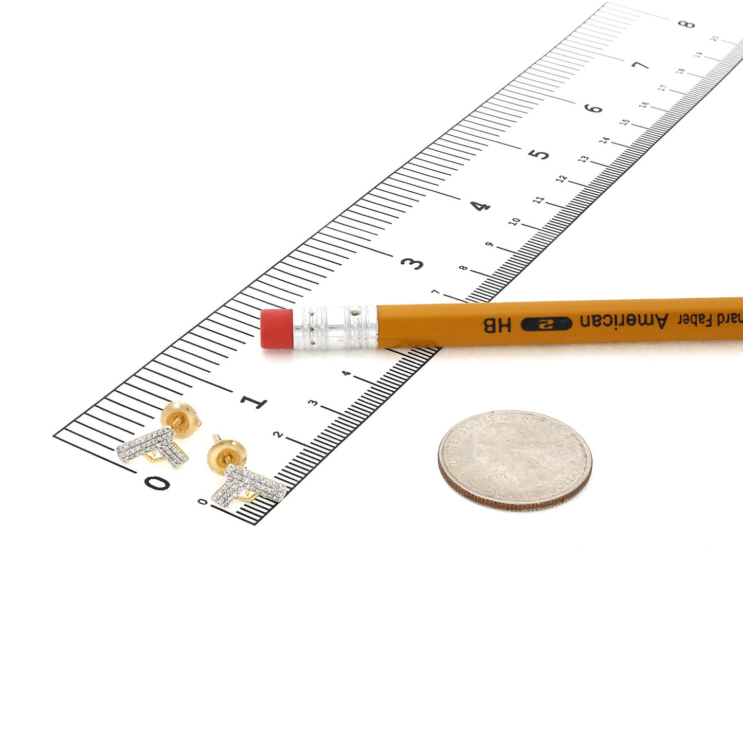 0.20CTW Natural Diamond 10K Yellow Gold Pistol Stud Earrings