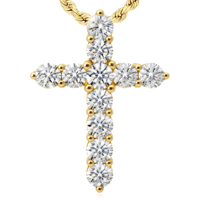 2.20CTW Lab-Grown Diamond 14K Yellow Gold Cross Pendant 1"