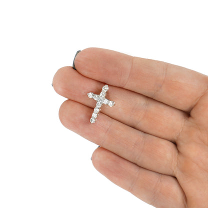 1.00CTW Lab-Grown Diamond Real 14K White Gold Cross Pendant 0.9"