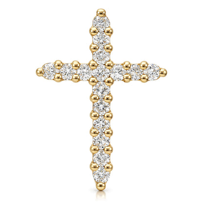0.34CTW Lab-Grown Diamond 14K Yellow & White Gold Cross Pendant 0.7"