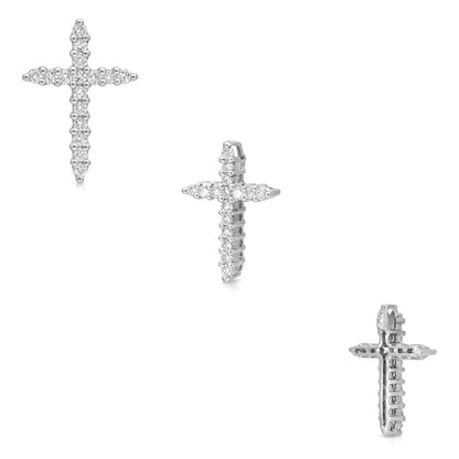 0.34CTW Lab-Grown Diamond 14K Yellow & White Gold Cross Pendant 0.7"