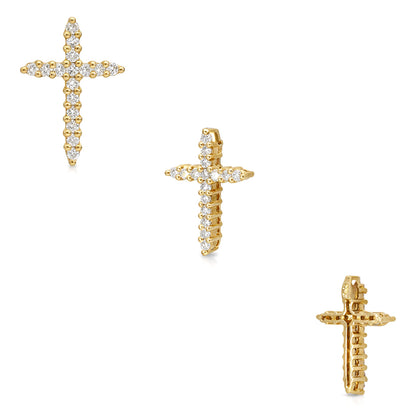 0.34CTW Lab-Grown Diamond 14K Yellow & White Gold Cross Pendant 0.7"
