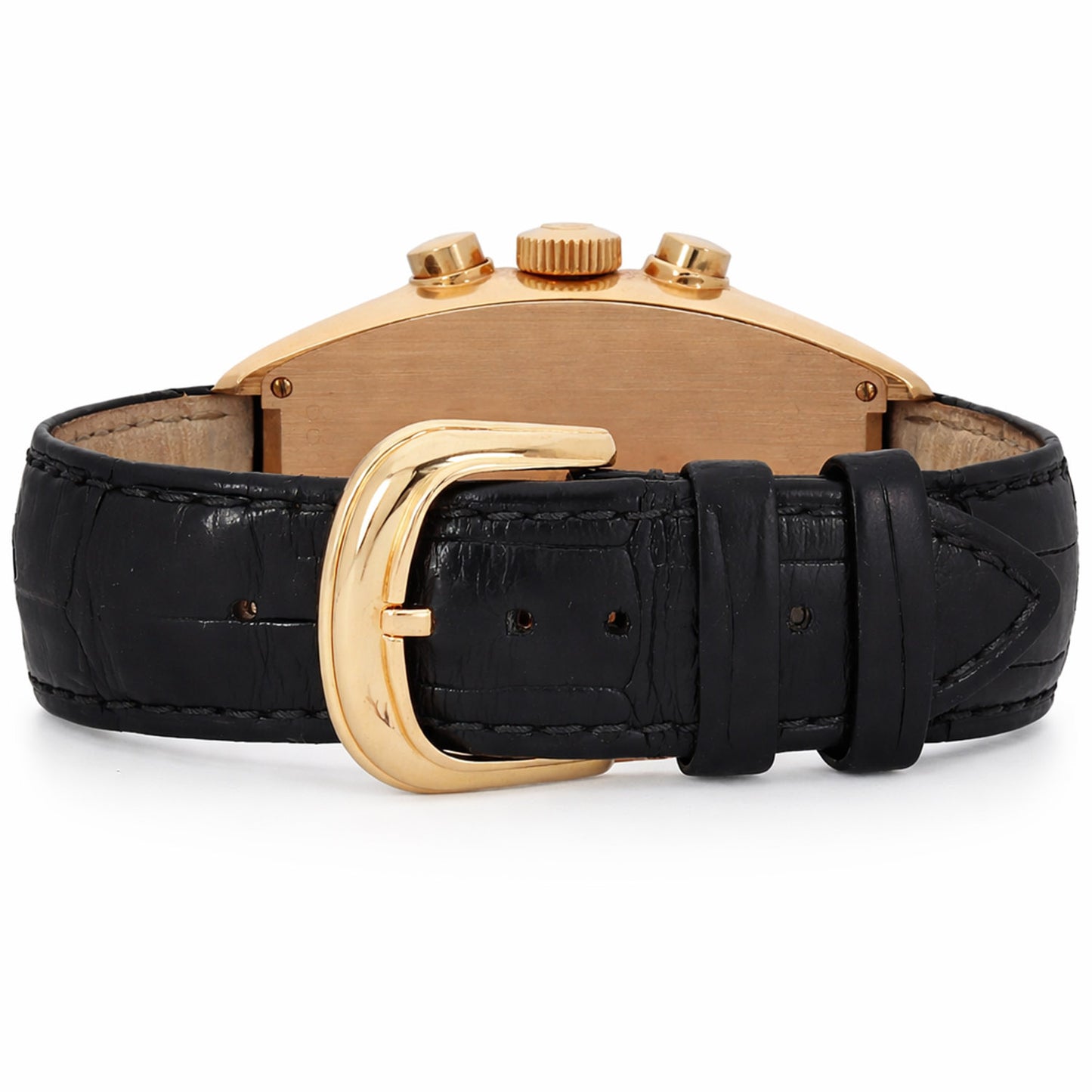 40mm Franck Muller 8883 C CC DT 18k Rose Gold Casablanca Chronographe Arabic Index Dial Black Leather Strap Watch