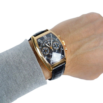 40mm Franck Muller 8883 C CC DT 18k Rose Gold Casablanca Chronographe Arabic Index Dial Black Leather Strap Watch