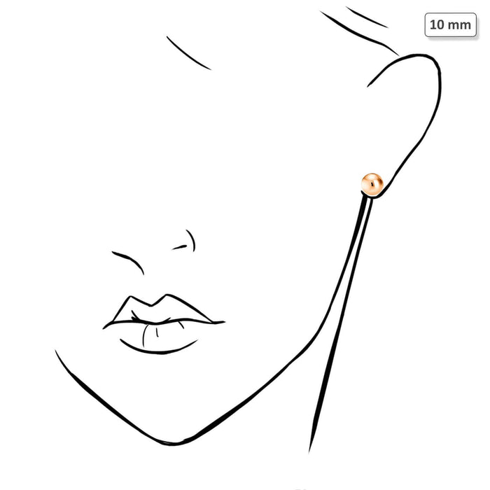 Rose Gold Over Sterling Silver Ball Stud Earrings 3MM-10MM