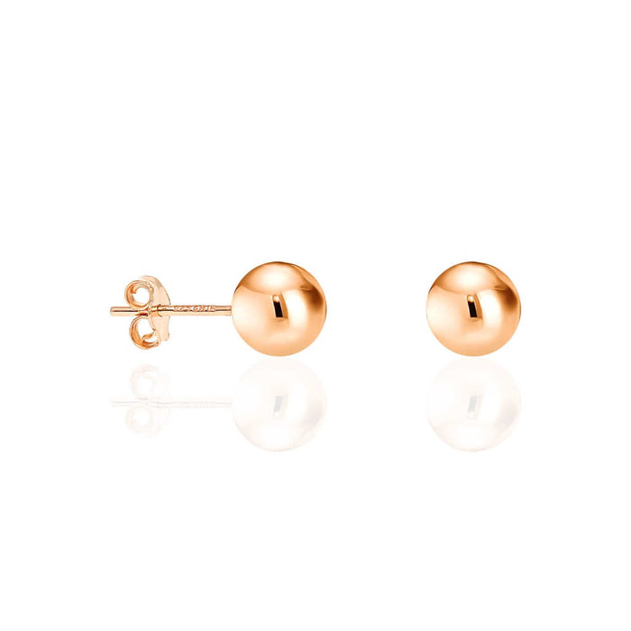 Rose Gold Over Sterling Silver Ball Stud Earrings 3MM-10MM