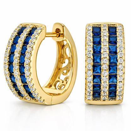 Gold-Plated Sterling Silver 925 Pavé 4.36TCW CZ Huggie Hoops