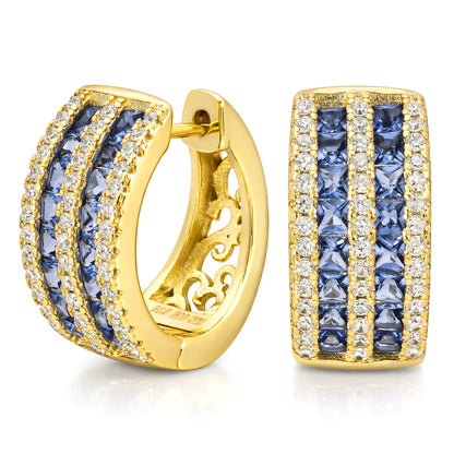 Gold-Plated Sterling Silver 925 Pavé 4.36TCW CZ Huggie Hoops