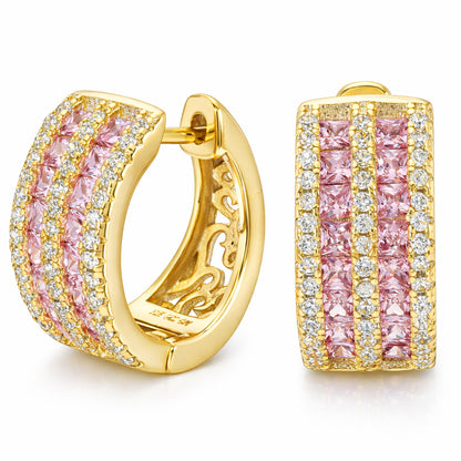 Gold-Plated Sterling Silver 925 Pavé 4.36TCW CZ Huggie Hoops